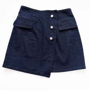 VICI Dark Blue Denim Asymmetrical Faux Wrap Mini Skirt Size S